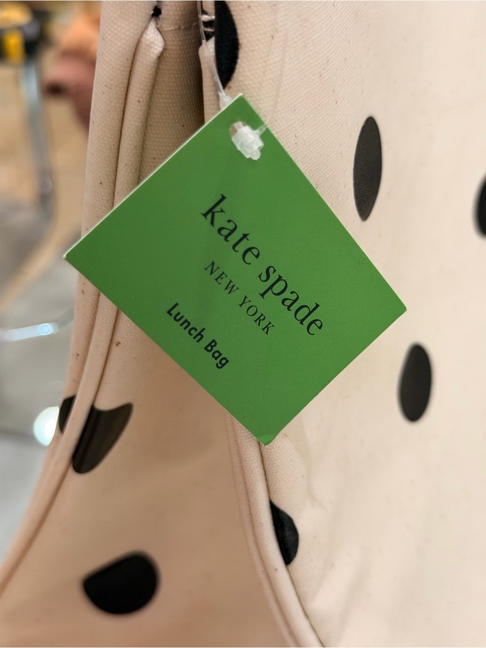 Kate Spade Lunch Tote Polka Dot Canvas Bag NWT Black Cream - Picture 4 of 4